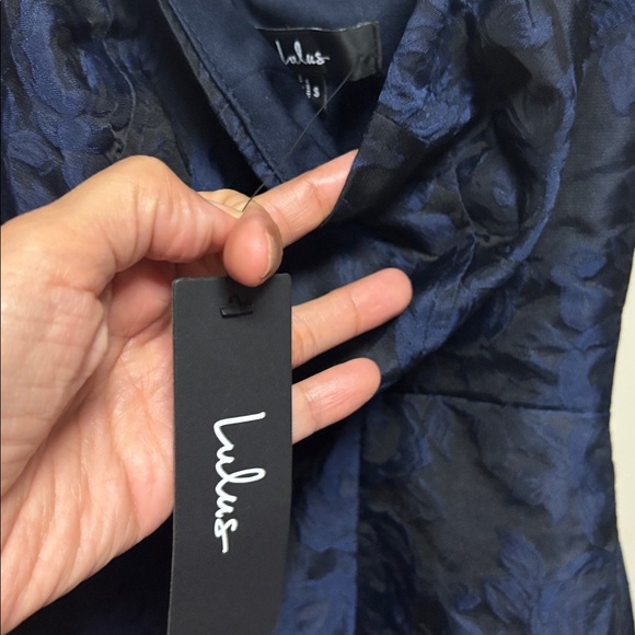Lulus Momentous Cuteness Navy Jacquard Off-the-shoulder Mini Dress Blue - Size S - Picture 6 of 6